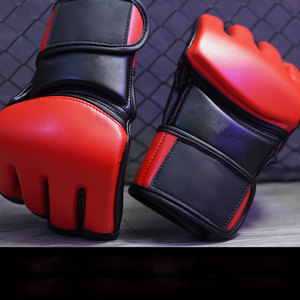 Gants de MMA en cuir PU personnalisés avec logo, vente en gros, pour l'entraînement, fabrication OEM directe d'usine, gants de combat mixte à demi-doigts - Product Image 6