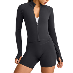 Premium Quality Lightweight Zipper Front Logo Jogging <b>Jacket</b> Women Regular Fit Anti-UV Breathable Quick Dry Outdoor Fitness <b>Yoga</b> - Product Image 1