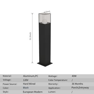 Luci Moderne per Sentieri e Vialetti 12226 con Cavo e Base per Lampadina E26 - Lampadina Non Inclusa - Product Image 2