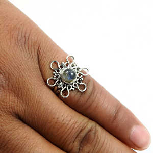 Anillo étnico solitario de labradorita natural y plata 925 para mujer, hermosa joyería bohemia, regalo perfecto para ella al precio más bajo. - Product Image 3