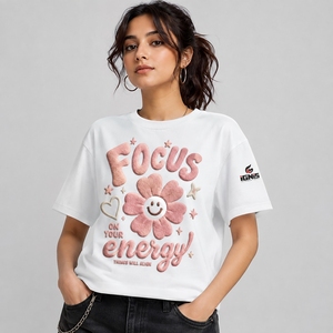 T-shirt imprimé pour femme, coupe oversize, motif graphique, manches courtes, style streetwear décontracté, en mélange de coton doux, vêtement tendance - Product Image 4