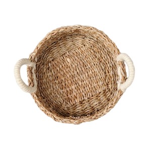 Round seagrass <b>basket</b> with handle for holding <b>bread</b> Handmade Storage <b>Basket</b> Wholesale eco-friendly Made in Vietnam - Product Image 5