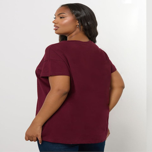 High Quality Lightweight Spandex Cotton Women's Embroidered Loose Fit Casual Stud Embellishment Crew Neck T-Shirt Custom Logo - Product Image 6