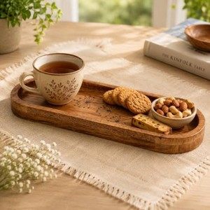 Bandeja de Servir de Madera de Mango con Detalles de Mármol |   Platos de Madera al por Mayor de la India - Product Image 5