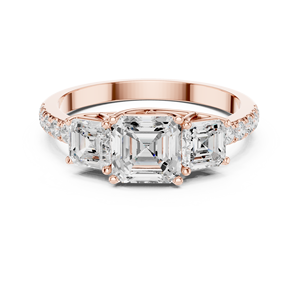 Bague en cluster de haute qualité certifiée GRA, sertie de diamants de laboratoire taille Asscher, sur commande, bijoux fins au prix le plus bas - Product Image 1