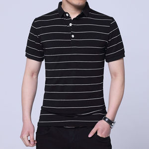 Polos para hombre personalizados, 100% algodón, transpirables, cómodos, tallas grandes, impresión de logotipo personalizada, color negro, corte ajustado, OEM - Product Image 4