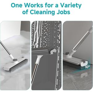 Balai-essoreur 3-en-1 robuste avec brosse à poils rigides réglable à 90 degrés et manche long pour un nettoyage en profondeur - Product Image 2