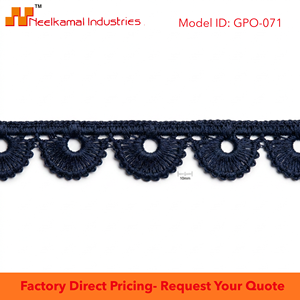 Ribete de encaje guipur geométrico azul marino de 10 mm, personalizable, directo de fábrica, para decoración náutica, ribete de uniformes, pantallas de lámparas, textiles - Product Image 6