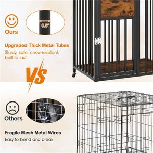 Cuccia per Cani 2-in-1 in Metallo Rinforzato con Ruote Bloccabili, Gabbia per Animali Domestici di Piccola Taglia - Product Image 4