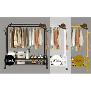 Resistente a doppia barra di laminazione in metallo porta porta abiti portatile Multi-funzionale appendiabiti Organizer per - Product Image 5