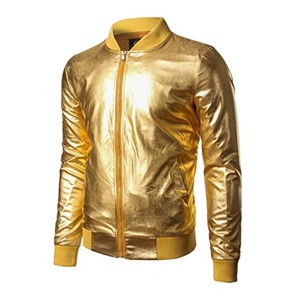 Blouson Bomber Métallique Argenté et Doré Brillant – Vêtement d'extérieur Tendance – Fabricant de Tenues Scéniques Haut de Gamme - Product Image 6