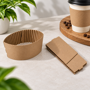 Manchons pour gobelets à café jetables, biodégradables, compostables, écologiques, en papier kraft ondulé, impression numérique, logo personnalisé - Product Image 2