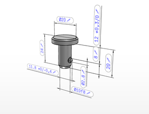 K0772 หมุดล็อคแบบหัวแบน, ระบบล็อคแบบแกน W, D1=10 L=12, เหล็กกล้า - Product Image 3