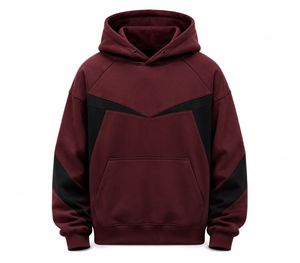 Sweat-shirt à capuche vert olive pour homme, design color block, coupe ample, streetwear, poche avant, tricoté en polyester polaire, hiver - Product Image 2