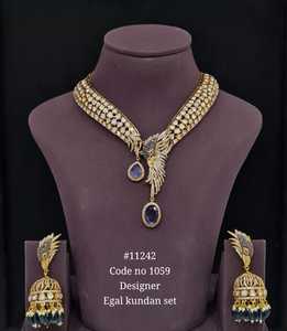 11242Egal Kundan Jewelry Set Necklace and <b>Earrings</b> Gold Plated Red Zircon <b>Wing</b> Design Ethnic Wedding Women's Fashion Jewelry - Product Image 5