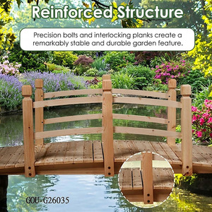 Pont de jardin en bois d'extérieur avec garde-corps, allée pour bassin, arche décorative, ornement de jardin, pont décoratif pour jardin - Product Image 3