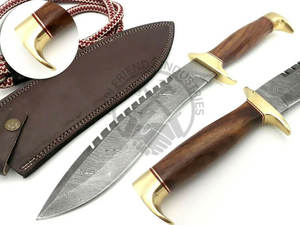 Nouvelle édition de couteau Bowie en acier Damas fait main, forgé, pour le camping, la survie, lame fixe ultra-affûtée, couteau de chasse en plein air - Product Image 2