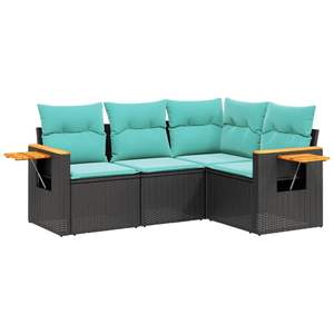 Conjunto de Sofás Grandes para Patio de Ratán PE Negro con Reposabrazos Ajustables, Muebles Cómodos para Exteriores - Product Image 2