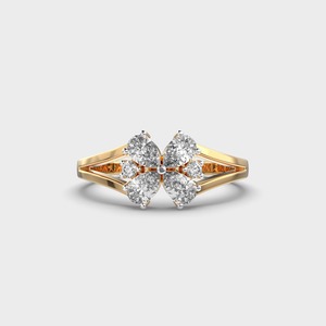 Women's IGI Certified Gold Plated Yellow Diamond Engagement <b>Ring</b> Pear Cut Flower Design Prong Setting Luxury Style - Product Image 1