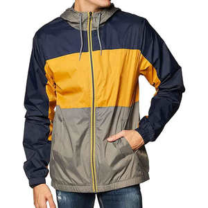 Veste coupe-vent légère imperméable pour homme, style color block, à capuche, pour le sport et le streetwear, résistante au vent et à la pluie - Product Image 1