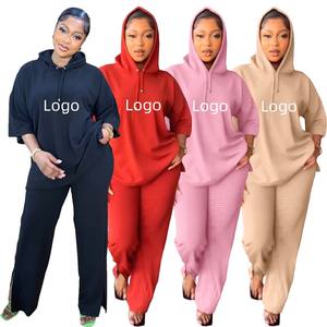 Conjuntos Deportivos de 2 Piezas para Mujer con Logotipo Personalizado, Pantalones Deportivos y Sudaderas con Capucha - Product Image 1