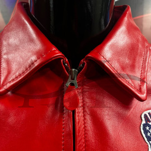 Dernière collection de vestes en cuir Avirex rouges pour hommes, vestes en cuir Avirex rouges personnalisées pour la collection d'hiver, vestes en cuir Avirex - Product Image 4