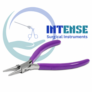 Pince à bec rond professionnel en acier inoxydable pour bijoux, outil de précision pour la création de boucles de fil, avec poignées confortables violettes - Product Image 1