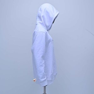 เสื้อฮู้ดผู้ชายสีขาว ผ้าฟลีซปักโลโก้ด้านหน้า แขนปกติ ระบายอากาศได้ดี ขายส่ง มีเชือกผูก เหมาะสำหรับฤดูหนาว - Product Image 3
