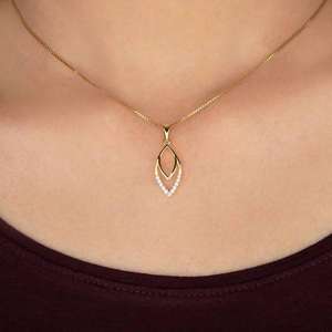 สร้อยคอจี้เพชรหรูหราสำหรับผู้หญิง – เครื่องประดับเพชรแบบมินิมอลสไตล์ใบไม้สีทองสำหรับใช้ในชีวิตประจำวัน - Product Image 1