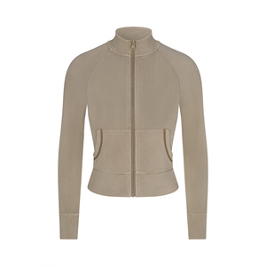 Kangroo Pocket Winter Hoodies Sudadera para mujer 100% algodón Fleece Premium Zipper Stand Collar Streetwear - Product Image 1