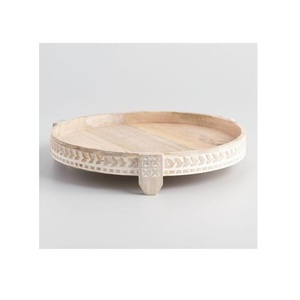 Plateau de service en bois naturel fait main, plateau rustique pour le petit-déjeuner avec poignées pour le café, le thé, les collations, la nourriture, le restaurant - Product Image 4