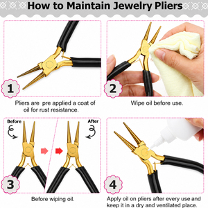 Ensemble de pinces à bijoux, pinces à bec effilé, pinces à bec rond, coupe-fils pour la fabrication de bijoux, la réparation de perles et l'artisanat - Product Image 3