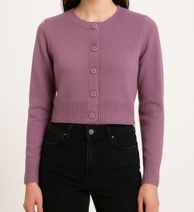 100% Wool Knitted <b>Cardigan</b> Women's Autumn And Winter Sweater Oversized With Button Loose Fit Sweater Fashionable - Product Image 1