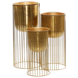 Gold Iron Powder Coated Durable Indoor Floor Planter for Home Garden Decor - Product Image 1
