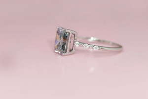 925 Sterling Silver Ascher Cut Moissanite Diamond <b>Ring</b> Beautiful Gift For Woman Engagement & Wedding - Product Image 3
