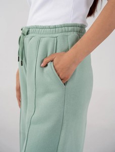 Pantalon de survêtement décontracté vert menthe pour homme, grande taille, broderie, taille élastique, cordon de serrage, poches latérales, tissu tricoté mi-lourd - Product Image 4