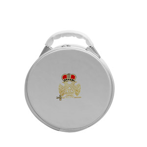 White Round Embroidered Purse With 33rd Eagle And Crown Design Handmade Textile Craft - Product Image 1