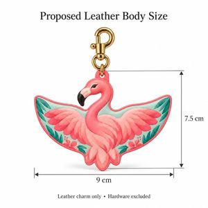 Breloque porte-clés en cuir PU, oiseau volant avec mousqueton métallique pour personnalisation OEM et porte-clés flamant rose - Product Image 4