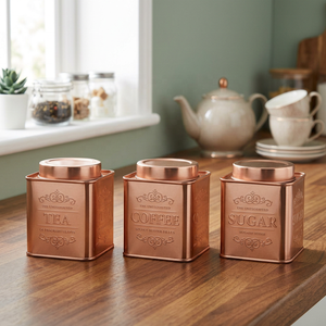 Square Custom Logo Copper Plated Stainless Steel Tea <b>Caddy</b> - Product Image 1