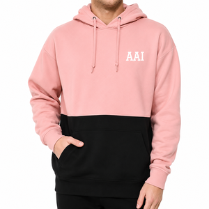 Unisex Solid Color 100% Cotton Fleece Hoodies Oversized Loose Fit Casual Pullover Half Color Block Cut And Sew Sweatshirt USA - Product Image 1