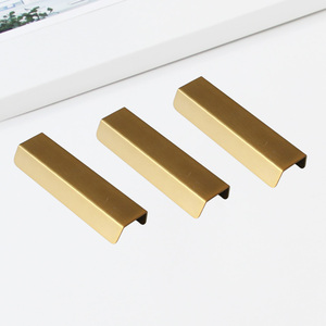 OEM Available Modern Brushed <b>Gold</b> Aluminum Alloy Edge <b>Pull</b> Cabinet Handle for Kitchen Bathroom Nightstands <b>Drawer</b> <b>Pulls</b> - Product Image 2
