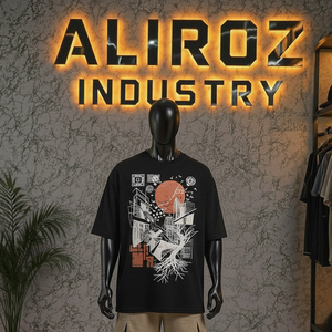 Custom Design Summer Men's T-Shirts Plus Size Best Quality Drop Shoulder Black Color Tee Shirt Oversize - Product Image 2