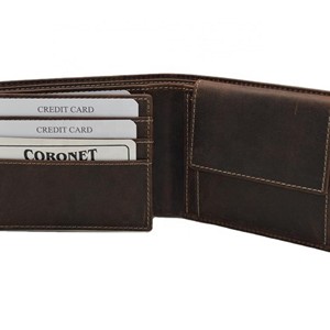 Men's Genuine Leather <b>Trifold</b> <b>Wallet</b> Dark Brown Minimalist Fold Closure Daily Use Short RFID Protection Long Open Credit Card - Product Image 3
