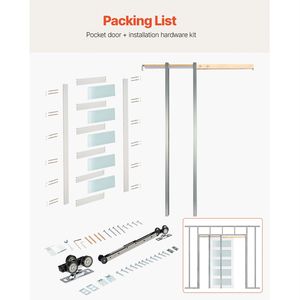 Kit Ferramenta per Porta Scorrevole a Scomparsa Singola con Vetro Satinato a 5 Pannelli, 91,44 cm x 203,2 cm, con Rulli Robusti e Durevoli per Porte e Finestre in Legno Massello e MDF - Product Image 5