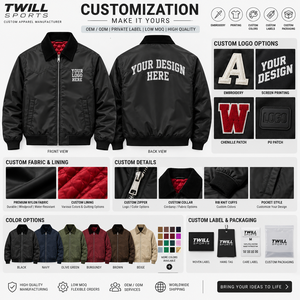Custom <b>Men</b> Black <b>Canvas</b> Nylon Varsity <b>Jacket</b> Western Yoke Zip Quick Dry Eco-Friendly Hip Hop Streetwear Private Label OEM ODM - Product Image 6