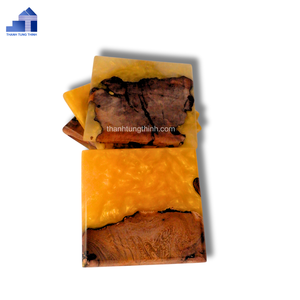 Wooden <b>Epoxy</b> <b>Resin</b> Coaster Set 2 Pieces Natural Wood Grain <b>Black</b> <b>Resin</b> Inlay Hand Wash Only Food Safe - Product Image 3