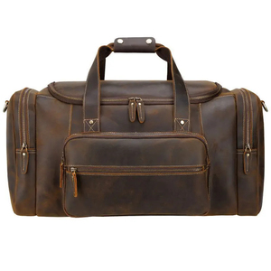 Bolsa de Viaje Casual de Cuero Genuino para Hombre, Gran Capacidad, Cierre de Cremallera, Asa Suave, Compartimento Interior - Product Image 1