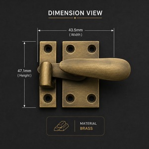 SHUBHAM Antique Brass Cabinet Door Latch Lock with Lever Handle for Kitchen Cabinets, <b>Cupboards</b> & Wooden Furniture - Product Image 3