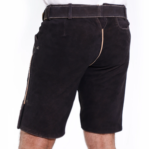 Shorts Bermuda Homme Noirs en Lederhosen Taille Haute Brodés à la Main Tissés Solides Respirants Imperméables Écologiques Décontractés Vintage - Product Image 2
