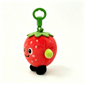 Customized red strawberry stuffed,Smiling strawberry plush,keychain with green clip,bag charm Cute strawberry character - Product Image 4